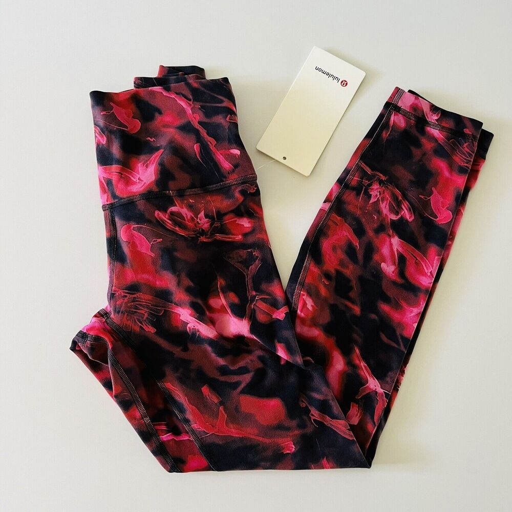 LULULEMON ATHLETICA Pink Blossom Multi Align HR Pant 25" Leggings - US 4